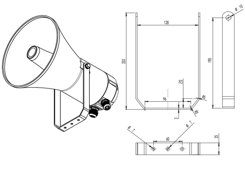 Explosion proof horn loudspeaker install size