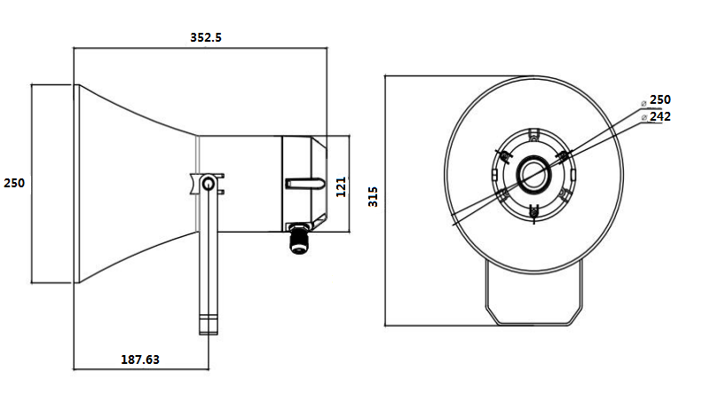 Explosion proof horn loudspeaker size