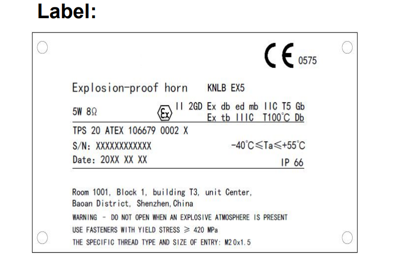 ex-proof horn labol