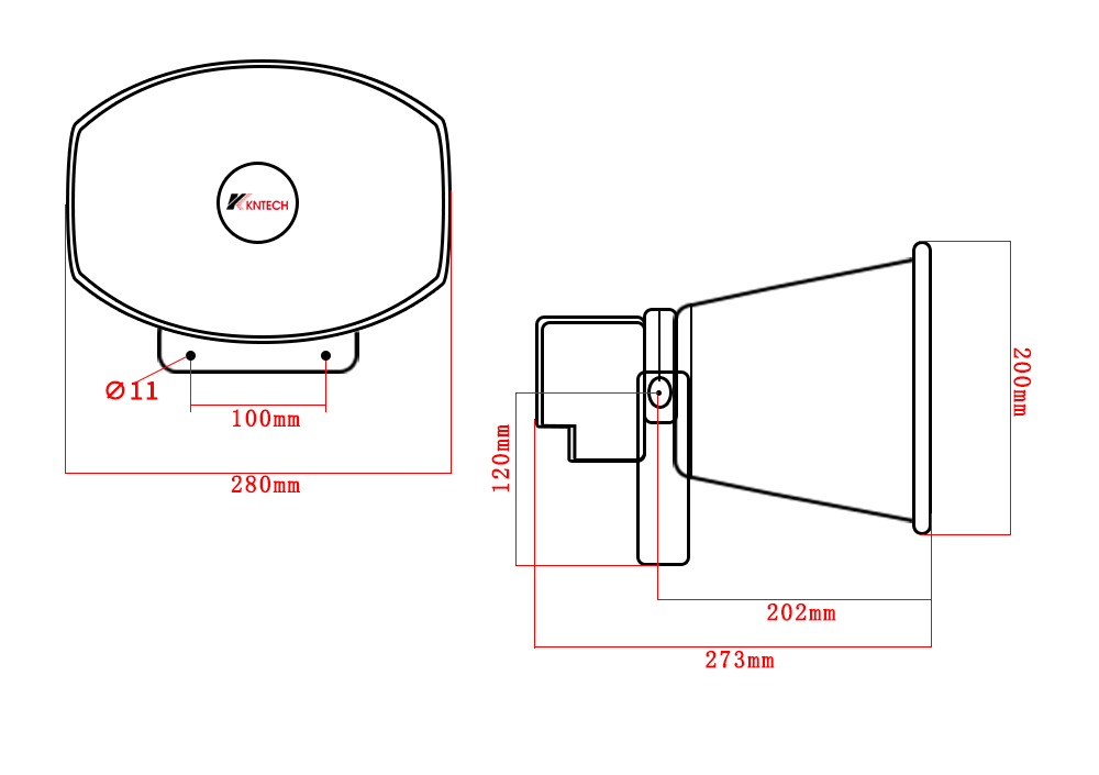 The horn speaker design size