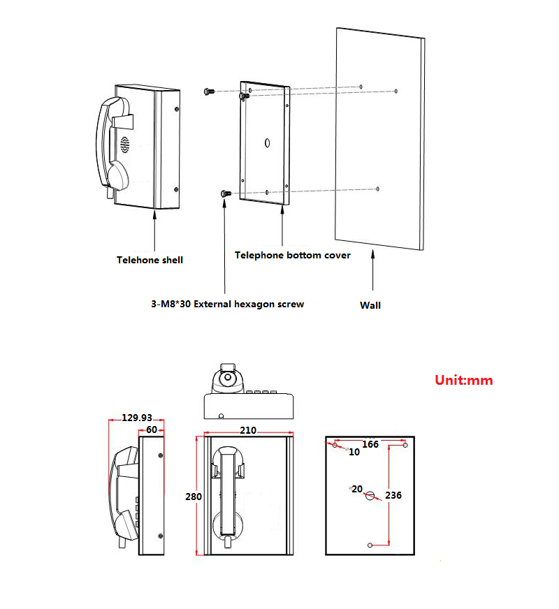 emergency ip telephone size