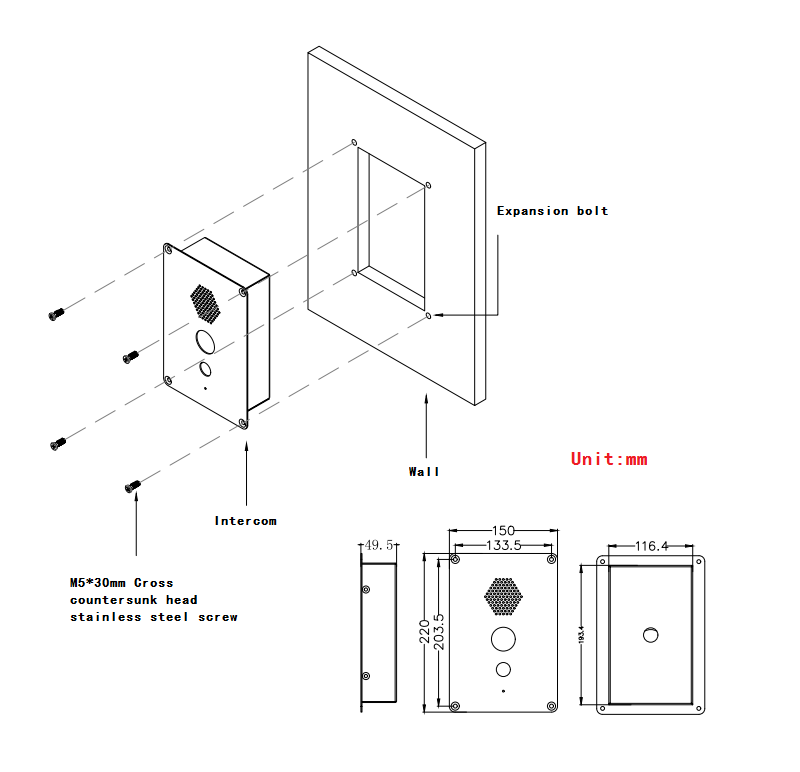 sip video intercom size