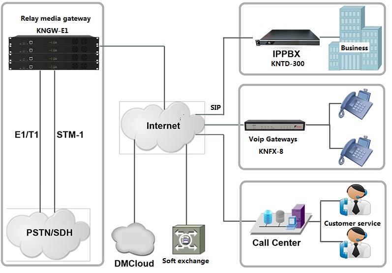 Relay media gateway in telephone system